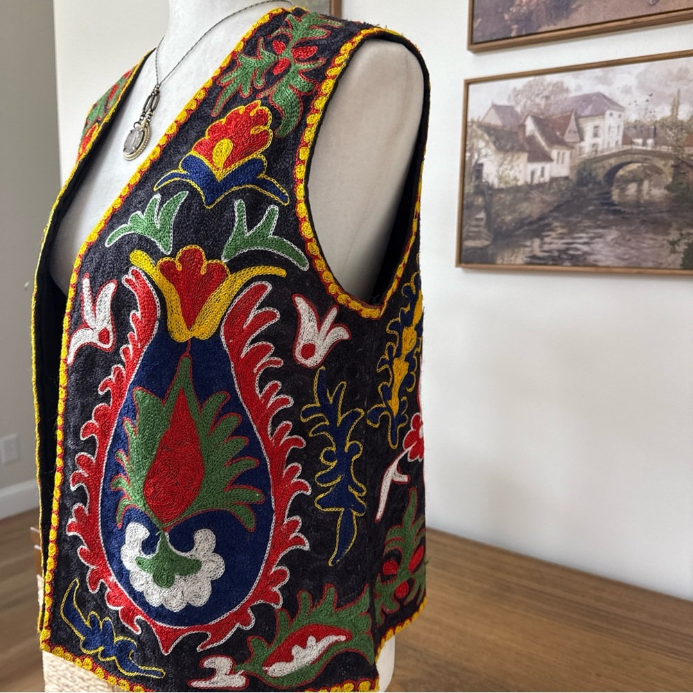 Colorful Boho Hand Embroidered Vest - Picture 3 of 9